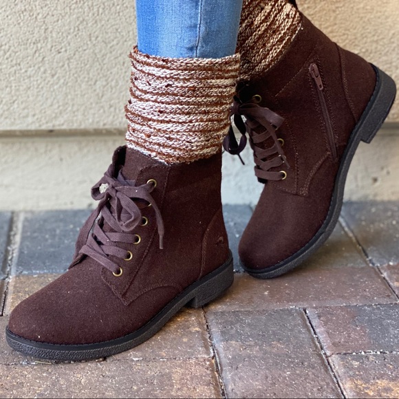 Texas Brown Knit Sweater Hood Combat Moto Boots - Picture 2 of 12